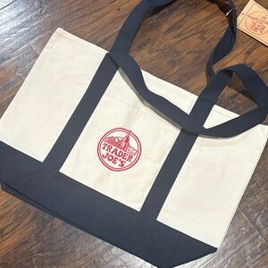 LARGE NAVY Trader Joe's Canvas Tote Bag (BIG BAG)